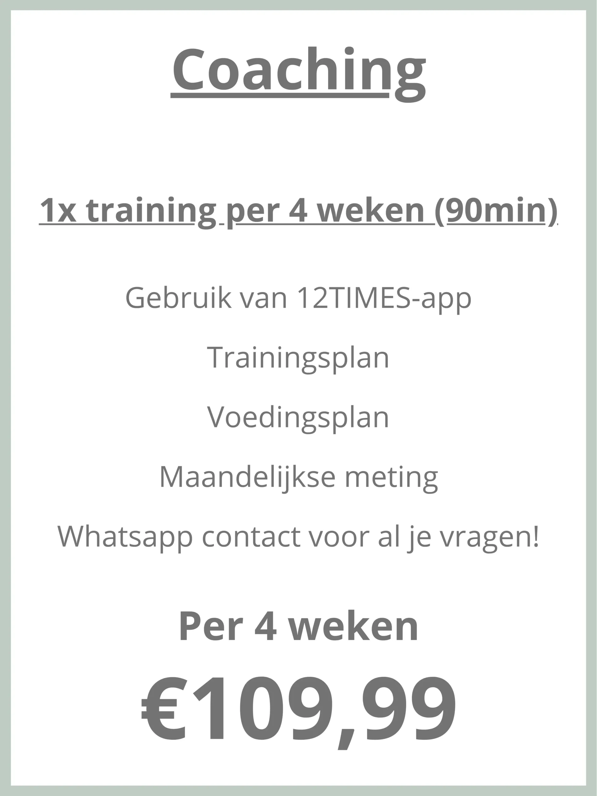 Coaching van 12TIMES: 1x training per 4 weken