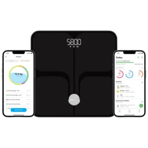 Professionele lichaamsanalyseweegschaal NEO-Health Onyx SE met hand- en voet-elektroden.